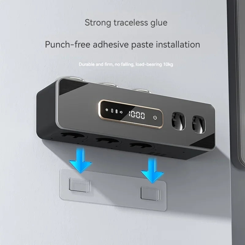 UV Sanitizing Toothbrush Holder, Smart Wall-Mounted Toothbrush Organizer with Automatic Toothpaste Dispenser, USB Charging, Lith